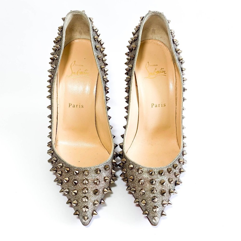 Christian Louboutin Follies Spikes Glitter Pumps